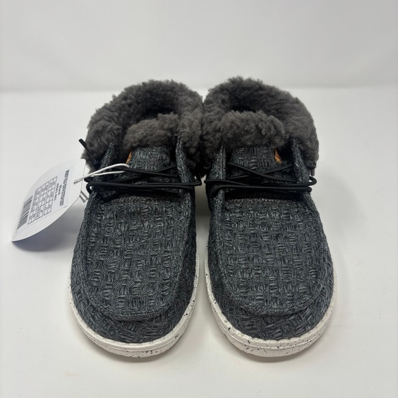 Hey Dude Wendy Fold Youth Stitch Cozy Black Shoes YT 1 New - Picture 2 of 8